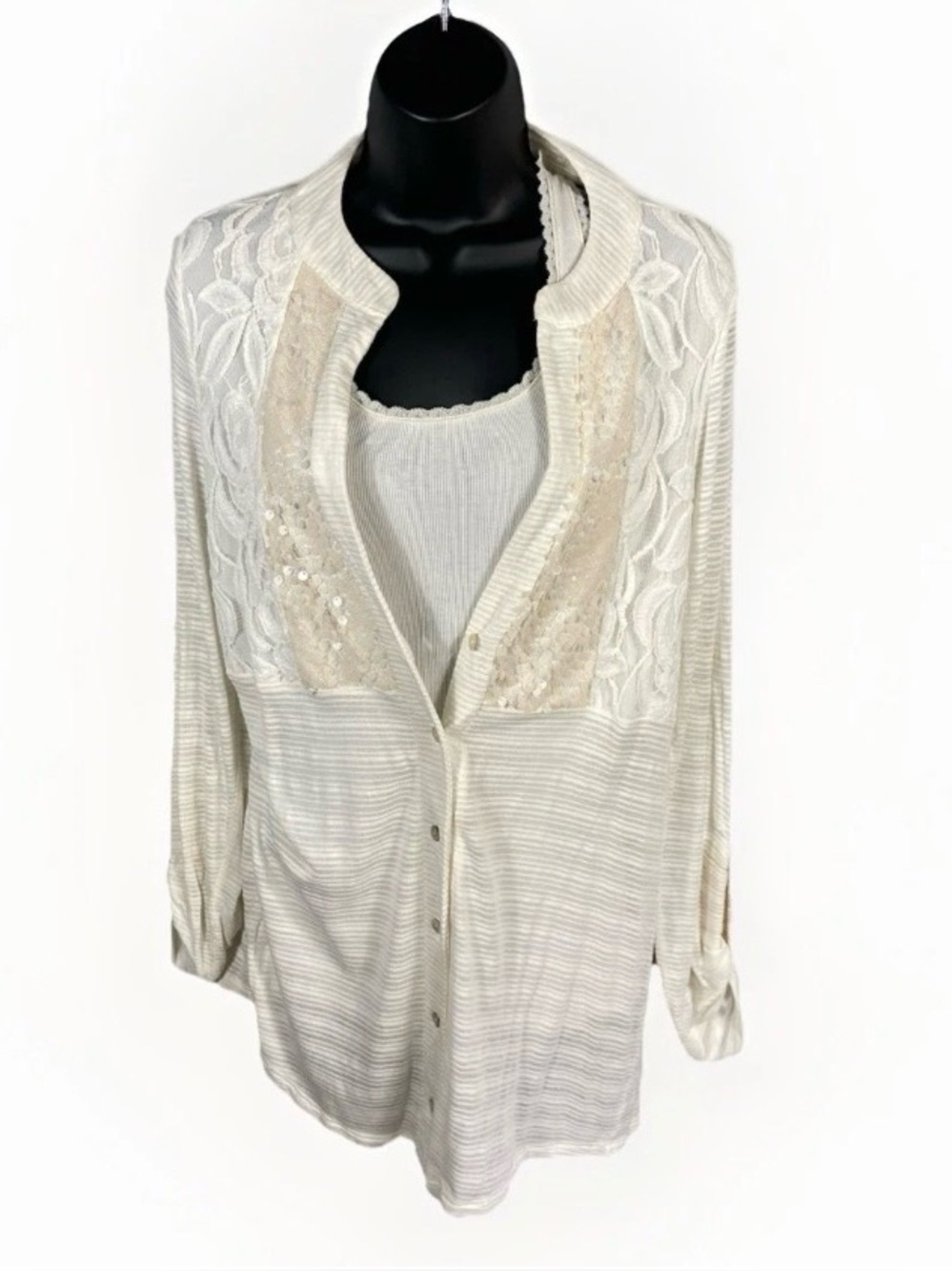 Daytrip Sheer Blouse Women’s M Boho Details Sequence Ethereal Fairy Whimsical